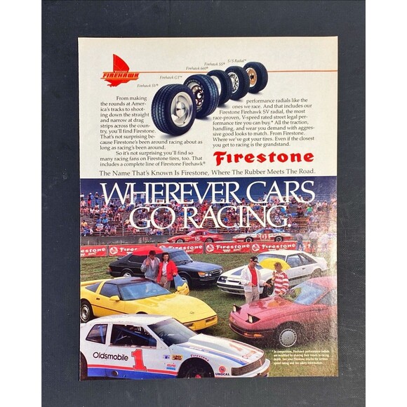 Firestone Firehawk SV Radial Tires "Where the Rubber Meets the Road" Ad 1989 - Picture 3 of 3